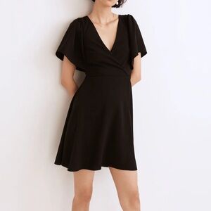 Madewell Women's Cape-Sleeve Mini Dress in Black Size 10 Little Black Dress LBD